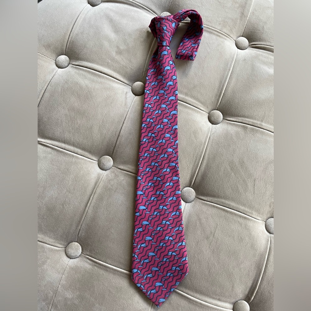 Hermes Dolphin Pattern Tie - image 2